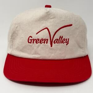 Vintage 90s Green Valley Golf Course Hat Baseball Cap Sioux City Snapback Red